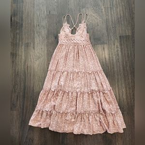 Chrysanthemum Maxi pale pink dress. Size L